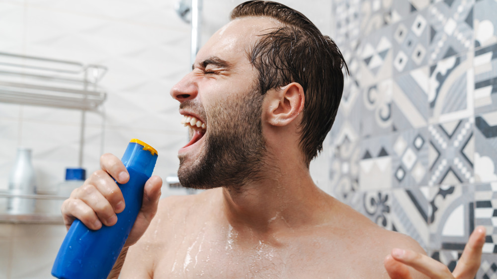 Facial man protein showering