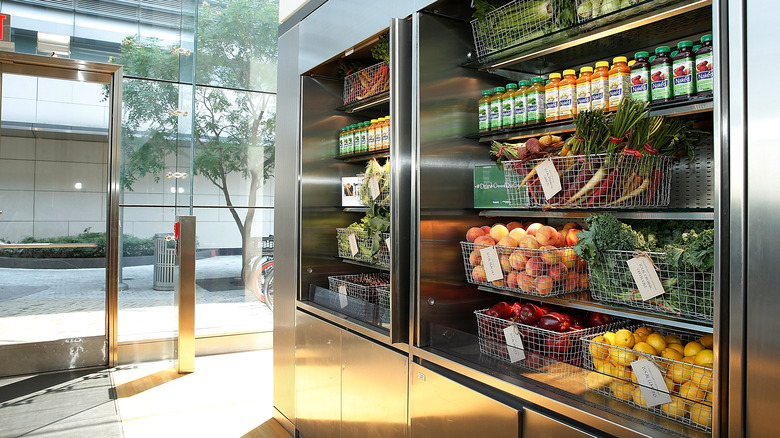 Downtown store fridge featuring Naked Juice