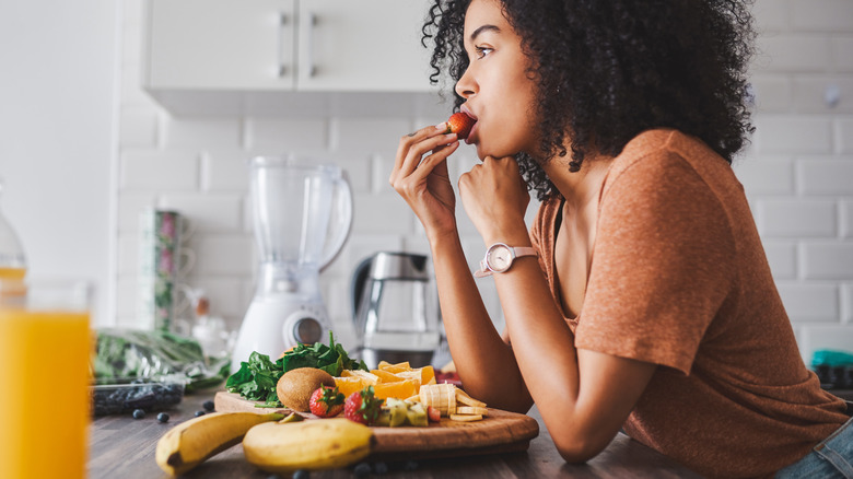 Snacking on fresh fruit