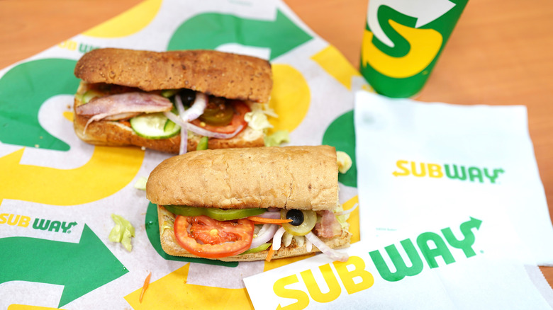 Two six-inch Subway sandwiches