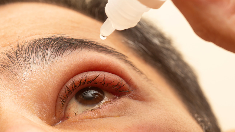 Eye drop in infected eye