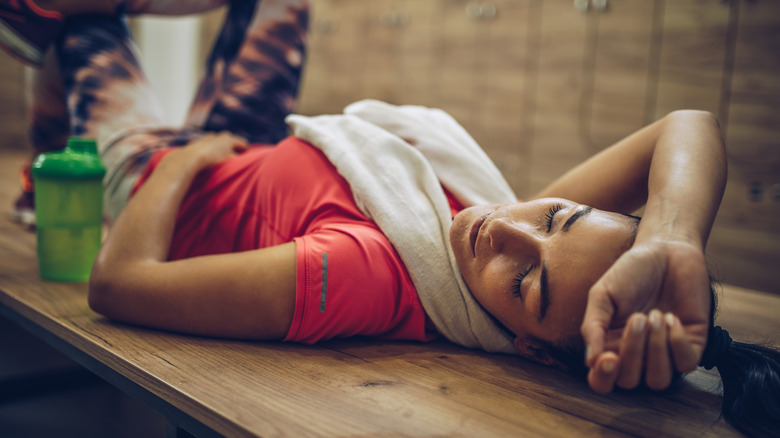 Woman napping after workout