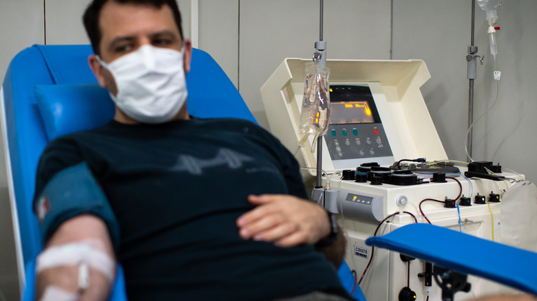 man undergoing apheresis