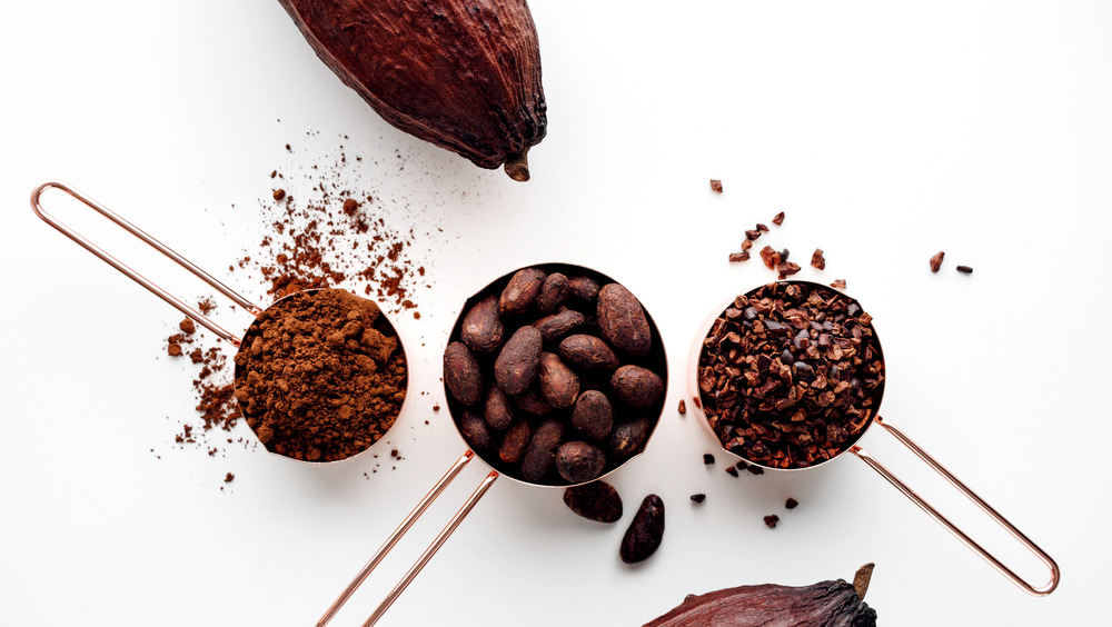Cacao in powder, nibs, and bean form