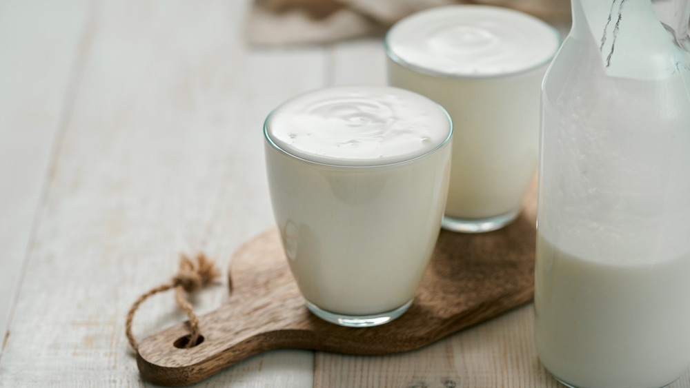 Kefir sitting on cutting board