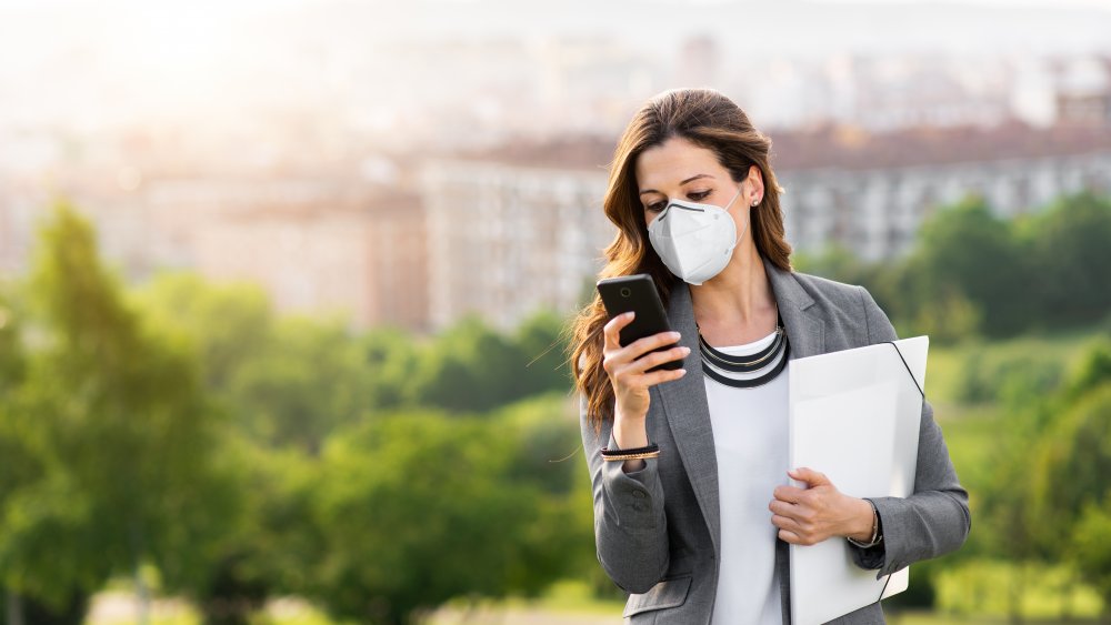 wearing a mask at a distance