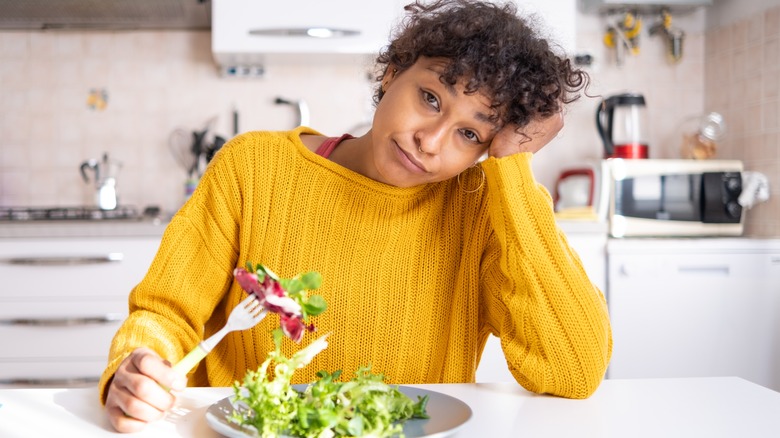 Woman on a salad diet