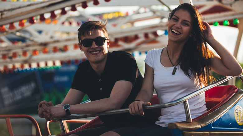 Couple on ferris wheel