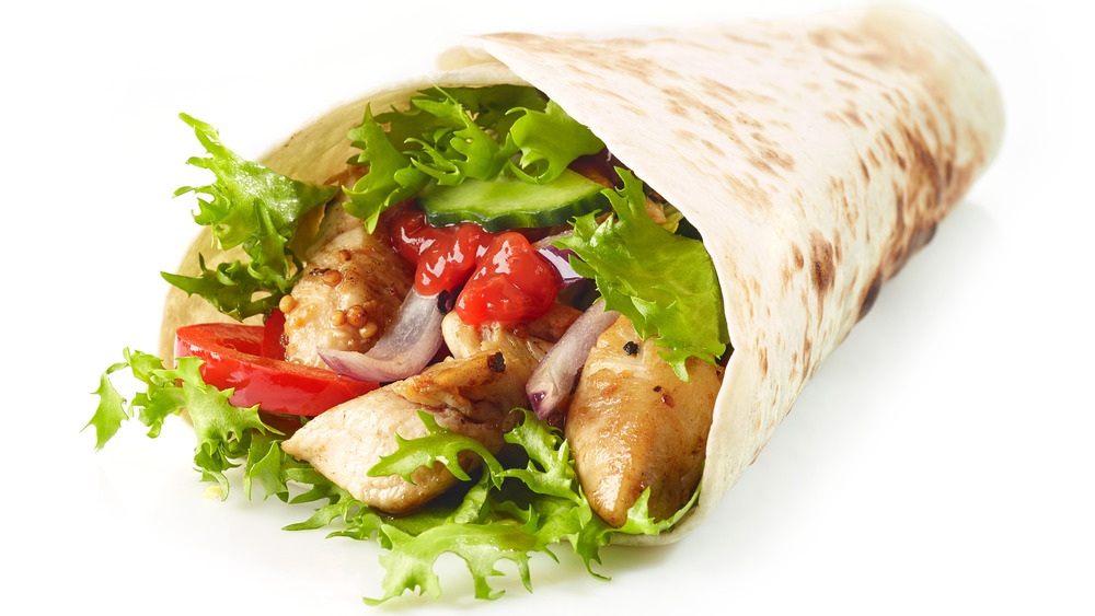 Wrap with chicken and vegetables in it