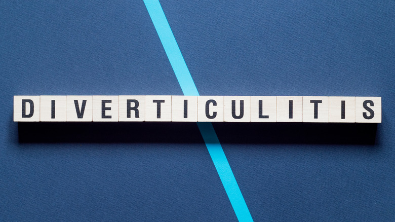 White blocks spelling out "diverticulitis" 