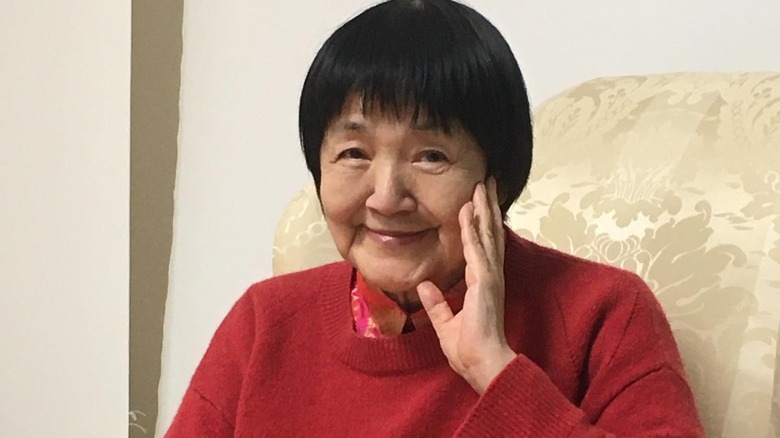 Yogmata Keiko Aikawa posing at the ashram