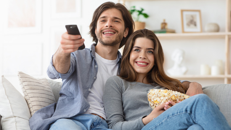 couple eating popcorn