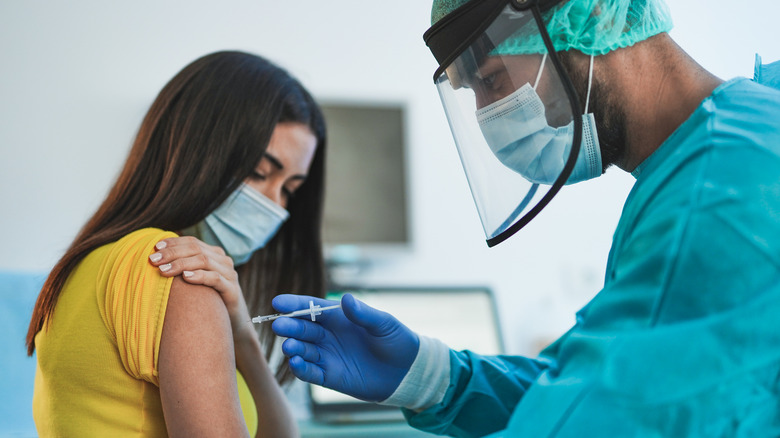 woman getting a shot