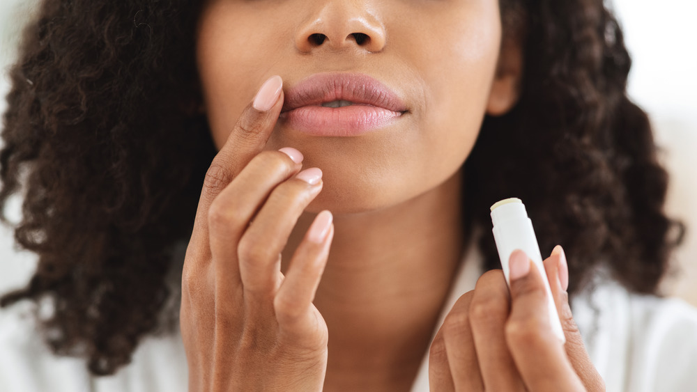 woman addicted to ChapStick 