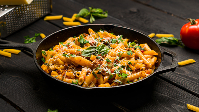 Pasta in skillet dish