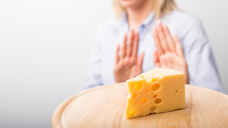 A woman says no to cheese