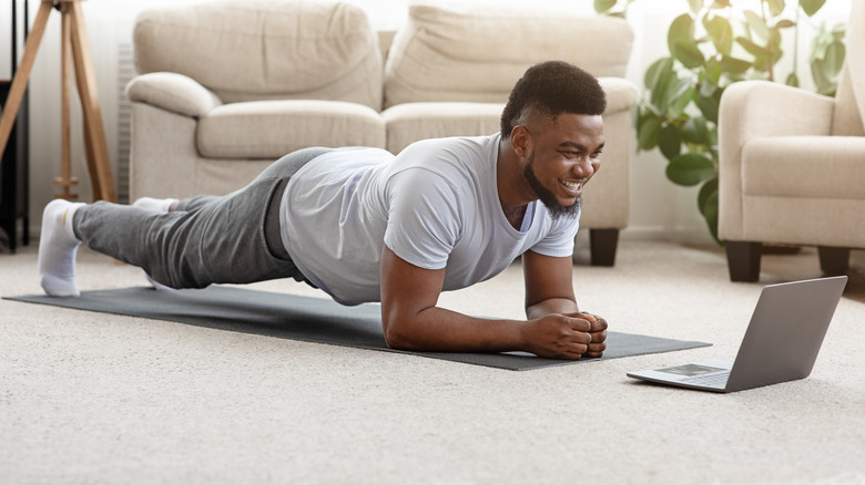 man doing plank