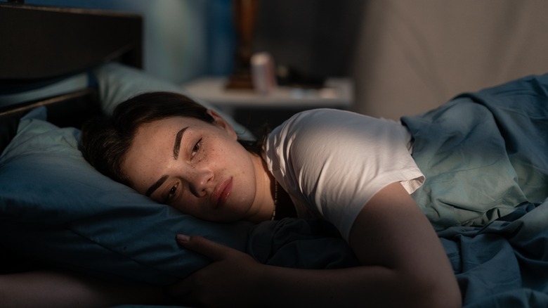 Woman lying awake
