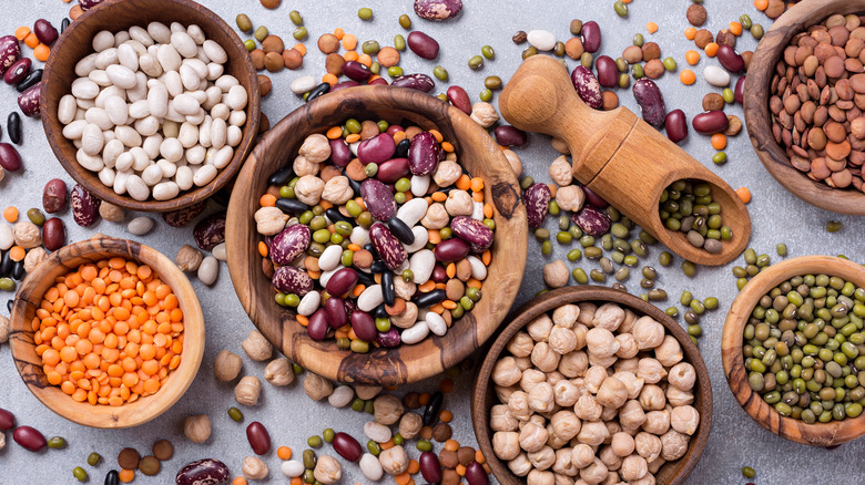 A wide variety of beans and legumes