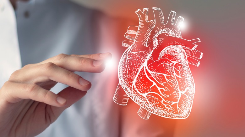 concept image of virtual red heart