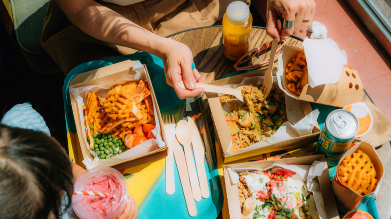 table of takeout food