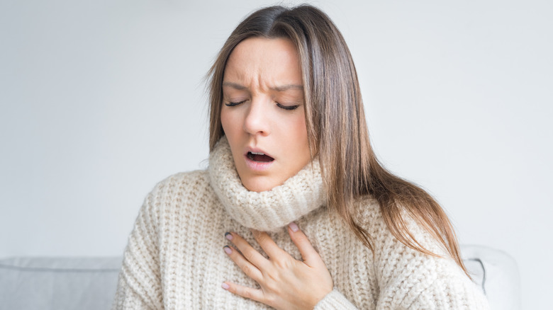 Woman having breathing problems due to low chloride levels