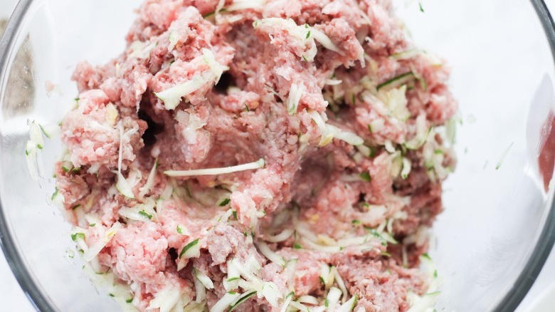 mix of ground meat and grated zucchini