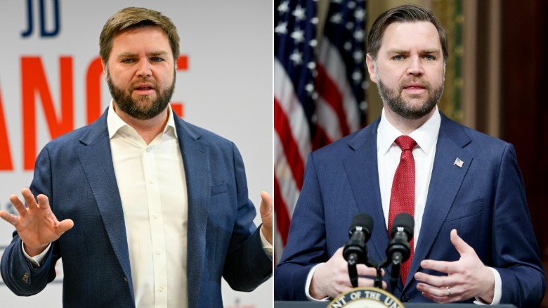 Side by side photos showing JD Vance's weight loss